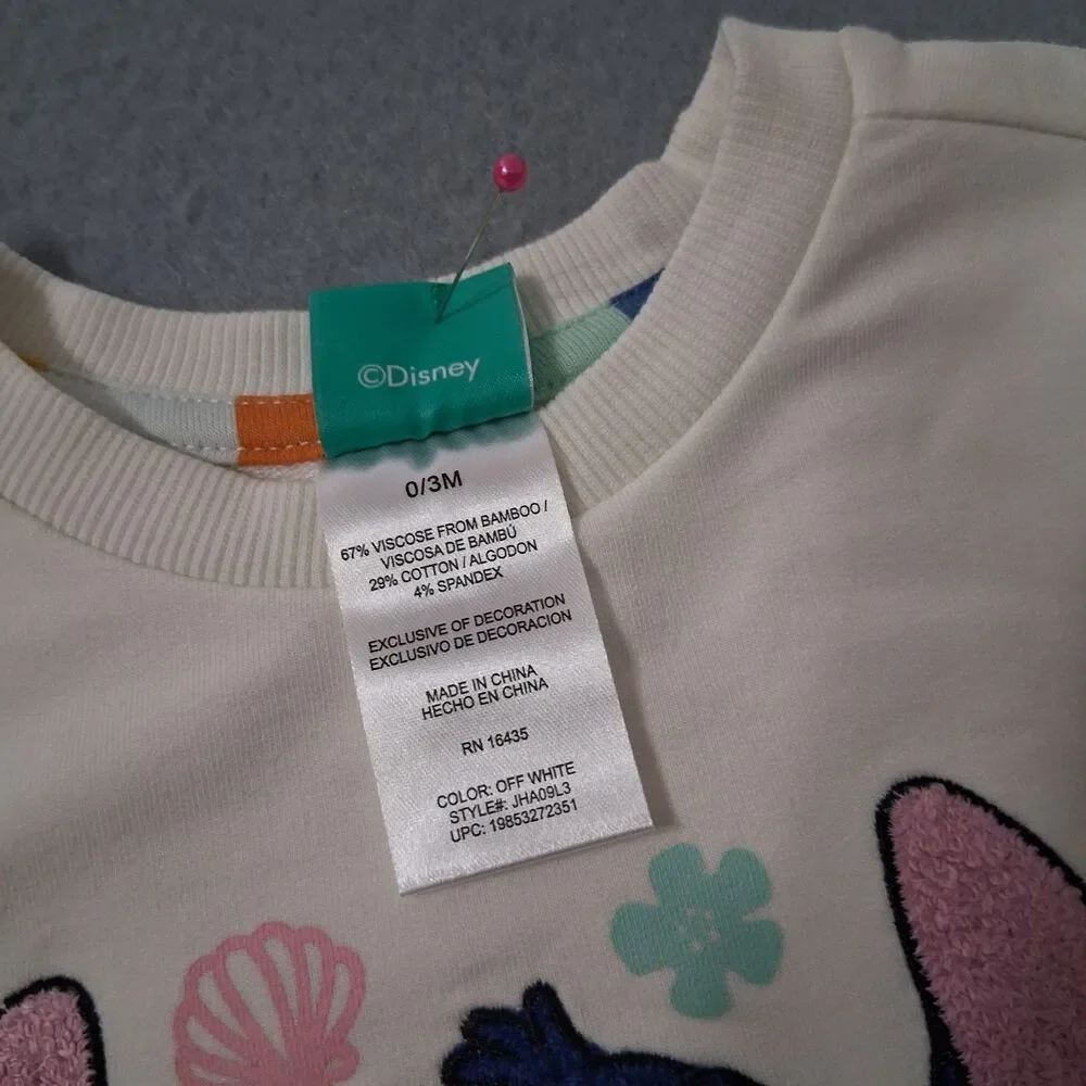 Disney Baby Stitch Outfit Size 0/3m Shirt Top Pants Stripes Festival Party Play